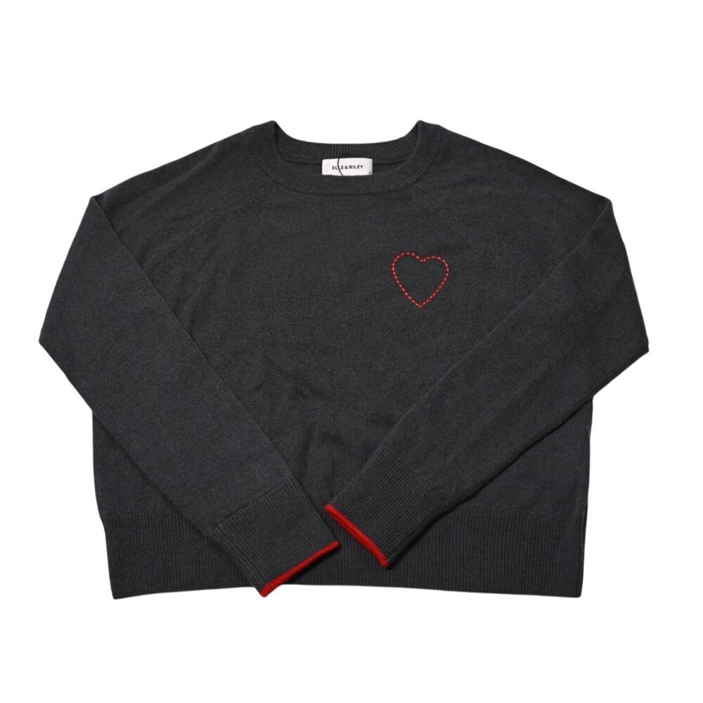 Elle & Riley Cashmere Holiday Sweater in Steel Red Heart